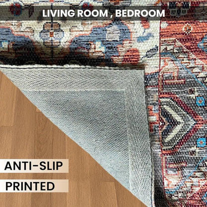 Sajavat Home Cotton Printed Rectangular Floor Rug Colour Red Multi