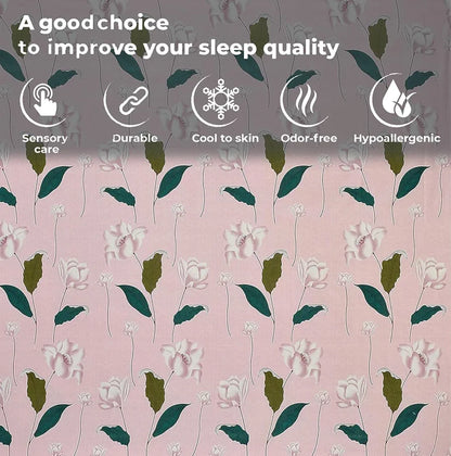 Fresh From Loom Single Bedsheet for Single Bed Floral Design Bed Spread with 1 Pillow Covers Multicolor 144 TC Flamingo