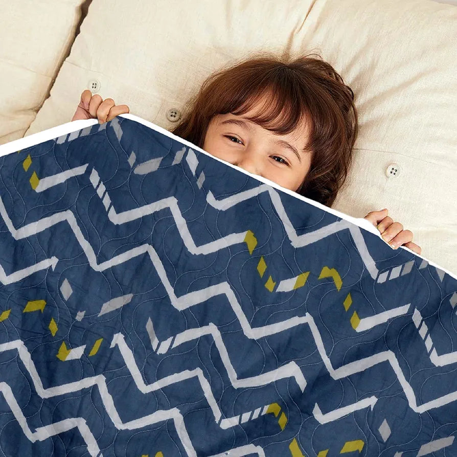 Divine Casa 120 GSM Microfiber Reversible Kids Single Bed Comforter Ultra-Soft Toddler Blanket Colour Blueprint