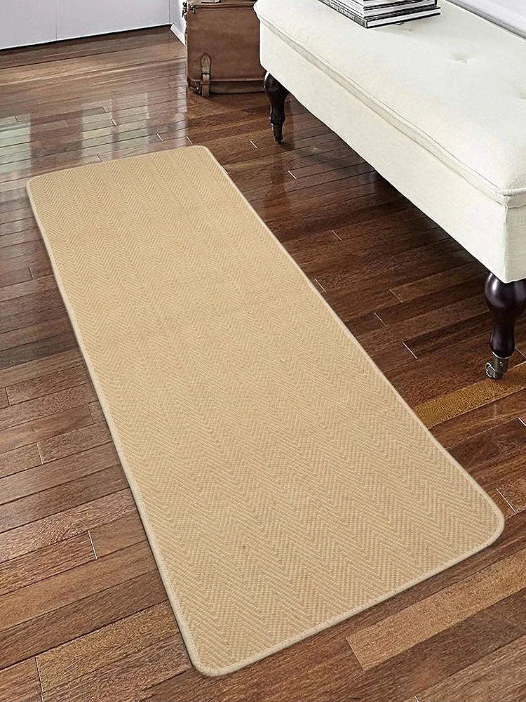 Saral Home Zig-Zag Soft Jute Cotton Durable & Washable Multipurpose Bedside Runner