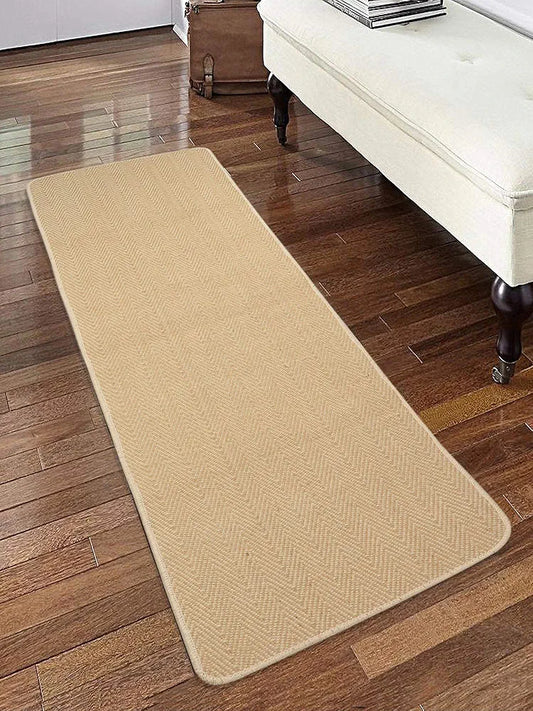 Saral Home Zig-Zag Soft Jute Cotton Durable & Washable Multipurpose Bedside Runner