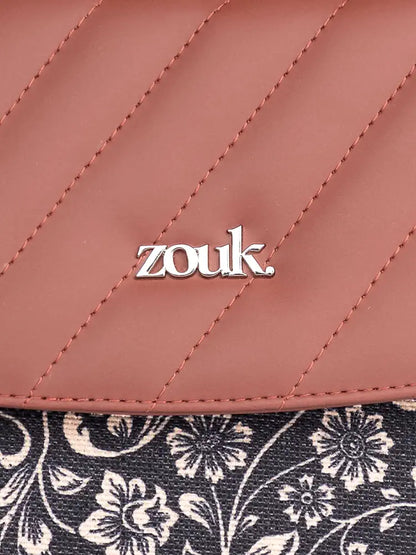Zouk Vegan Leather & Jute Flap Closure Beyond Basic Sling Bag For Women's Girls