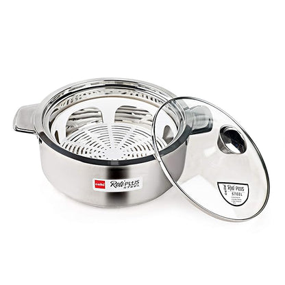 Cello Roti Plus Big Solid Stainless Steel Double Walled Casserole for Roti | 2500ml | Silver | Hot Box