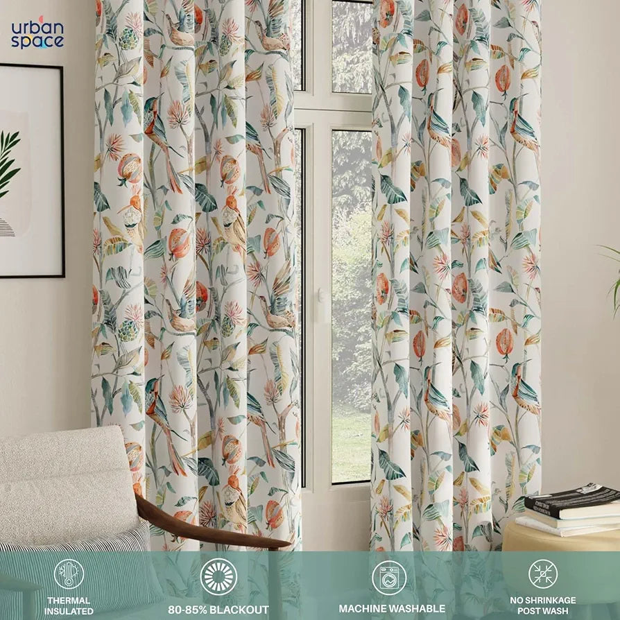 Urban Space Digital Printed Blackout Curtains for Door Bedroom Room Darkening Blackout Kids Decorative Curtains King Fisher