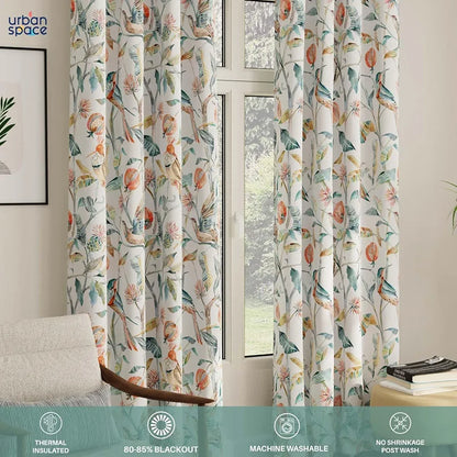 Urban Space Digital Printed Blackout Curtains for Door Bedroom Room Darkening Blackout Kids Decorative Curtains King Fisher