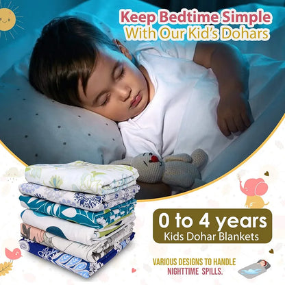 Divine Casa Pure Cotton Printed Single Dohar for Newborn Baby 120 GSM Soft & Lightweight Throw Blanket Colour Marlin White