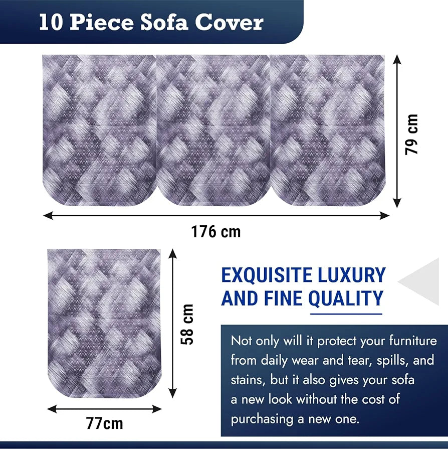 Kuber Industries Sofa Cover Set 5-Seater for Home Decor Shaded Venus Gray