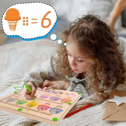 Kidology Wooden Magnetic Color and Number Maze Montessori Toys