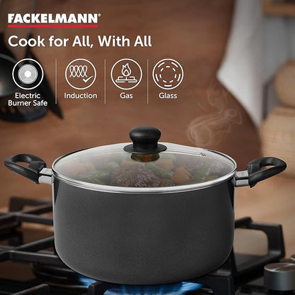Fackelmann Quartz Nonstick Biryani Pot Handi Casserole Glass Lid 26 Cm Cool Handle