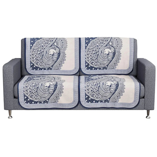 Kuber Industries Sofa Cover Net 2+1 Seater Sofa Slip Cover Set Mor Digital-837 Blue