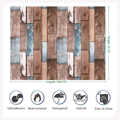 Jaamso Royals Dark Vitange Wood Strips Peel and Stick Wallpaper