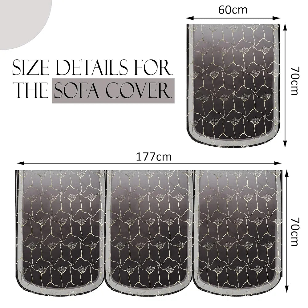 Kuber Industries Set of 16 Anti-Skid Sofa Cover 5-Seater with Arm Cover Arabica Look Brown & Golden Foil