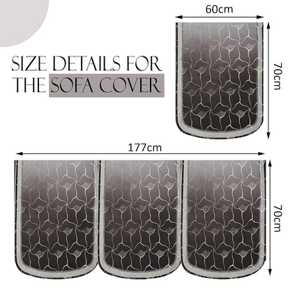 Kuber Industries Set of 16 Anti-Skid Sofa Cover 5-Seater with Arm Cover Arabica Look Brown & Golden Foil