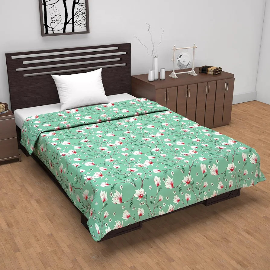 Divine Casa 100% Cotton Single Bed Dohar Lightweight & Ultra-Soft AC Blanket Colour Mint Blossom Haven