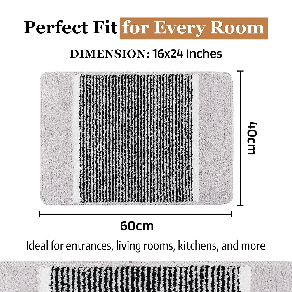 Kuber Industries Anti-Skid Water-Absorbent Door Mats for Home Micro Diamond Lining Light Grey