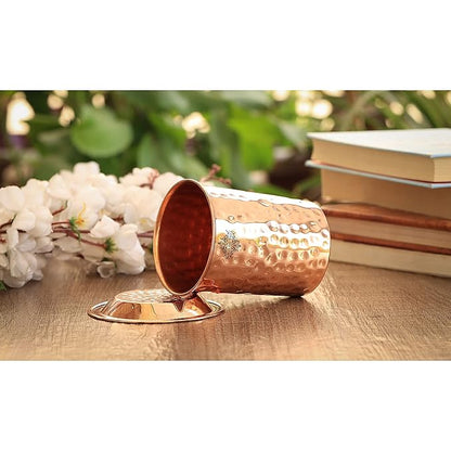 Indian Art Villa Indianartvilla Hammered Copper Glass Tumbler With Lid (Pack of 2)