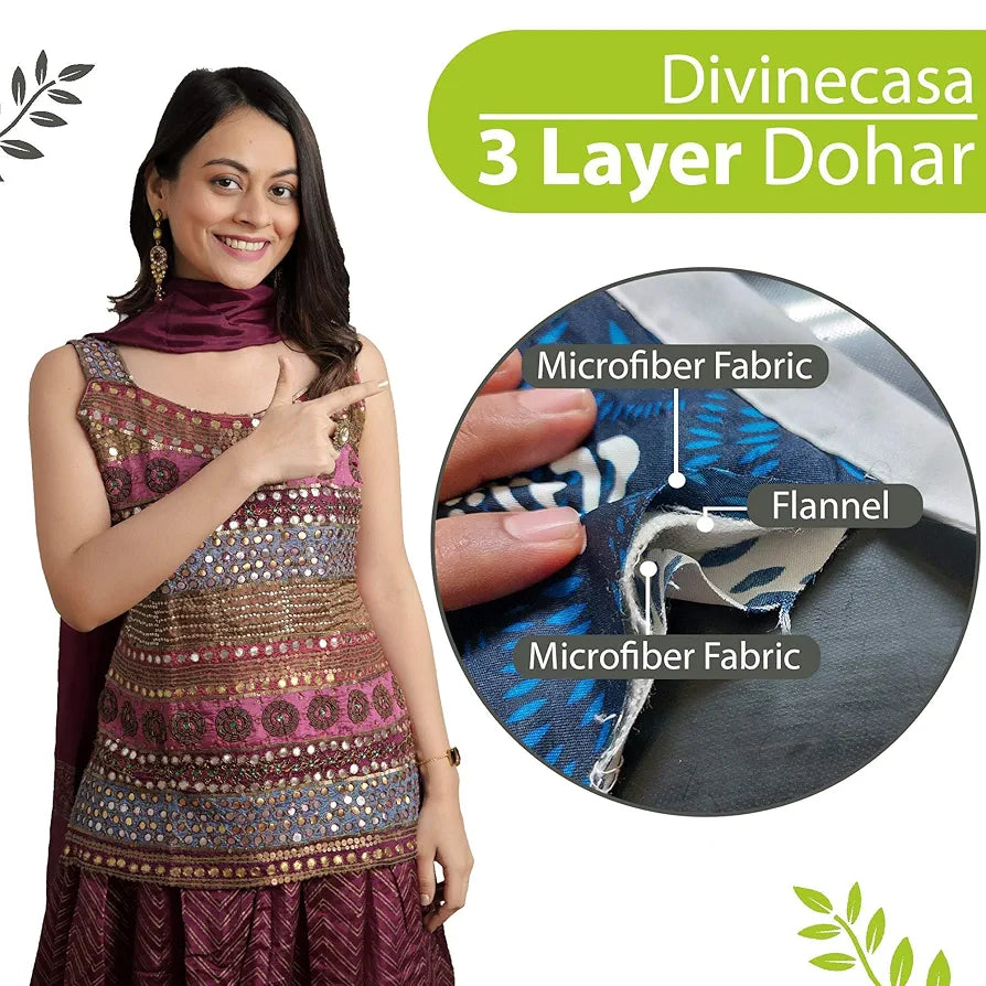 Divine Casa 120 GSM Microfiber Double Dohar Soft & Lightweight Throw Blanket Cloudy Balls Pattern Colour Green Glow