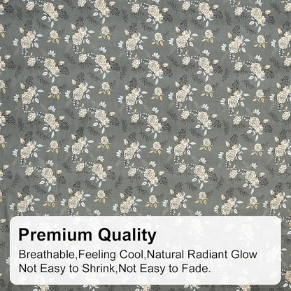 Fresh From Loom Single Bed Microfiber Bedsheet with Floral Print 240 TC 1 Pillow Covers Rose-Oslo-Grey