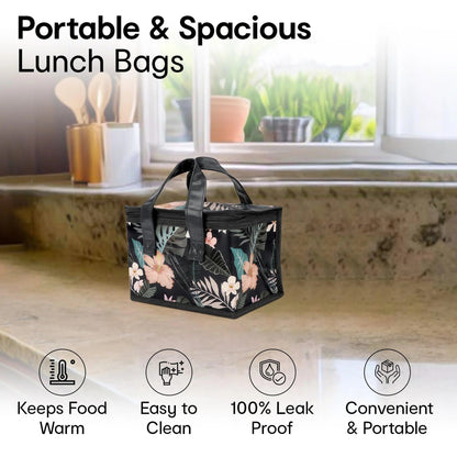 Anko Insulated Lunch Bag 2.5L | Hibiscus Print | Leakproof | Easy to Clean | Office School Gym