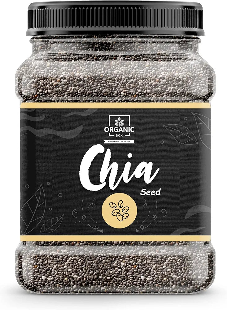 Organic Box Raw Chia Seeds for Eating 1kg  Healthy Snack for Immunity Booster, Rich in Fiber - Diet Snacks for Weight Loss, Best Source of Omega 3