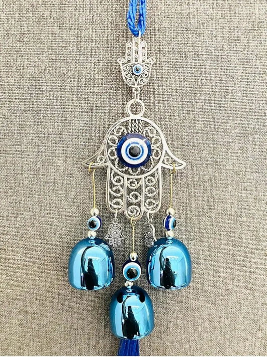 WS Evil Eye Wind Chime 3 Bells Evil Eye Wall Hanging