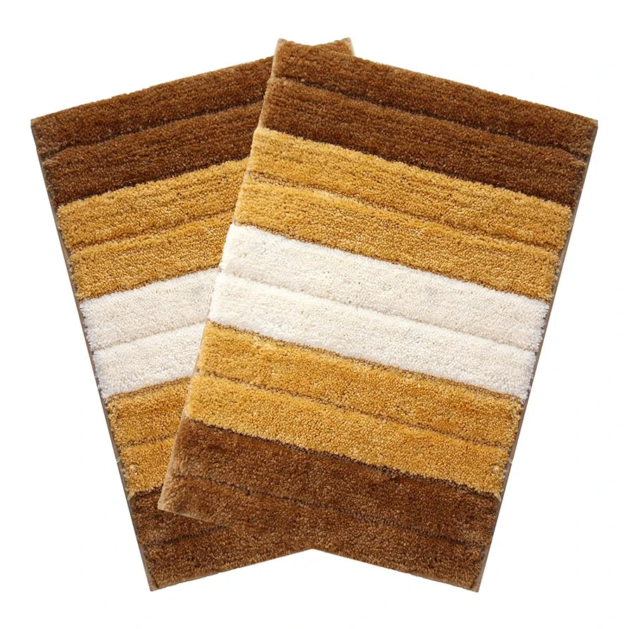 Luxe Home International Microfiber Rectangular Bath mat Soft Anti Slip Skid Luxury Mats 40X60 Cm Colour Tobacco (Pack of 2)