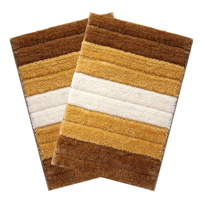 Luxe Home International Microfiber Rectangular Bath mat Soft Anti Slip Skid Luxury Mats 40X60 Cm Colour Tobacco (Pack of 2)