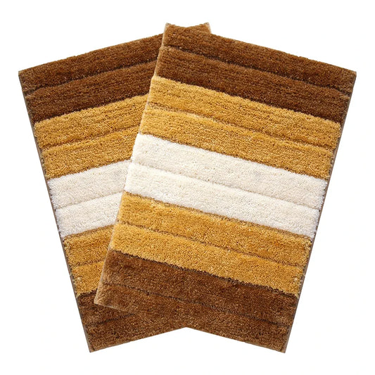Luxe Home International Microfiber Rectangular Bath mat Soft Anti Slip Skid Luxury Mats 40X60 Cm Colour Tobacco (Pack of 2)