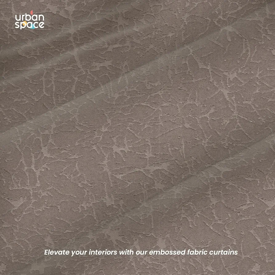 Urban Space Blackout Curtains for Door 7 Feet Long Set of 2, Embossed Abstract Design Light Blocking Curtain for Living Room, Curtains Earth Crust Soft Brown