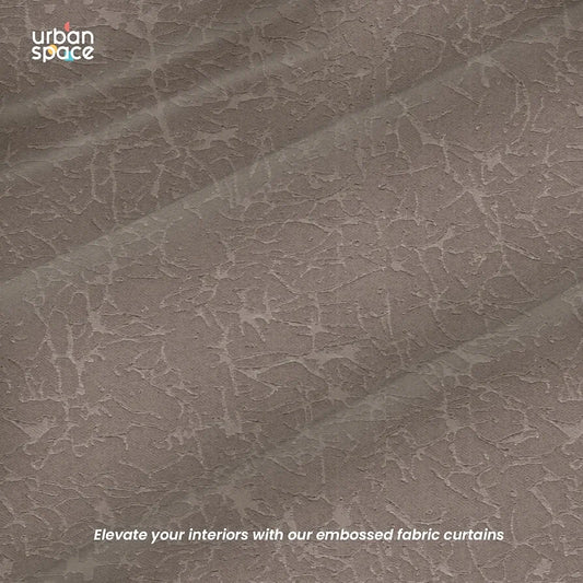 Urban Space Blackout Curtains for Door 7 Feet Long Set of 2, Embossed Abstract Design Light Blocking Curtain for Living Room, Curtains Earth Crust Soft Brown