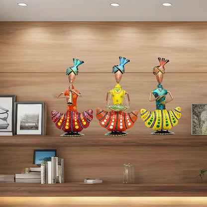 Kraftskala Metal Figurines for Home Decor Traditional Rajasthani Musicians Pack of 3