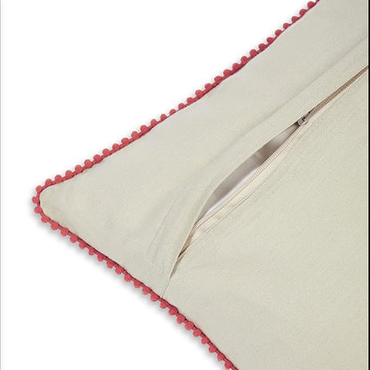Haus & kinder Cotton Decorative Embroidered Cushion Cover | Colour Outline Floral