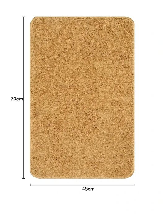 Saral Home Neo Shaggy Yarn Anti-Skid Bath Mats Gold