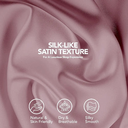 Cloth Fusion Satin Pillow Cover Set of 2 Perfect Pillow Case with 3 Satin Soft Scrunchies Rose Gold