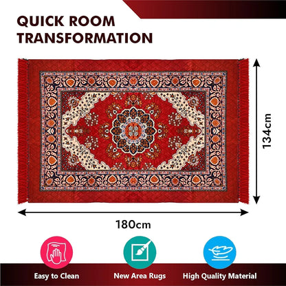 Kuber Industries 4x6 Feet Carpet Velvet Carpet-Rug for Home Decor Carpet Rug for Bedroom Red