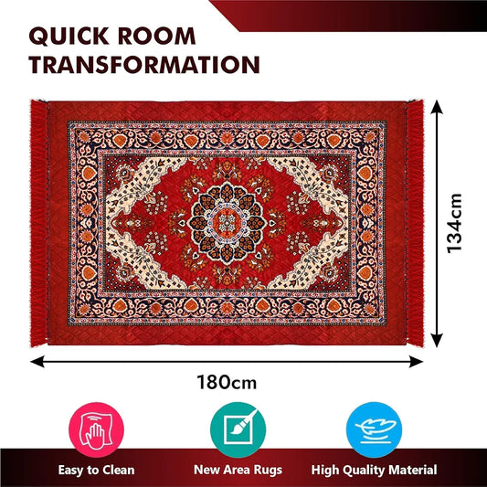 Kuber Industries 4x6 Feet Carpet Velvet Carpet-Rug for Home Decor Carpet Rug for Bedroom Red