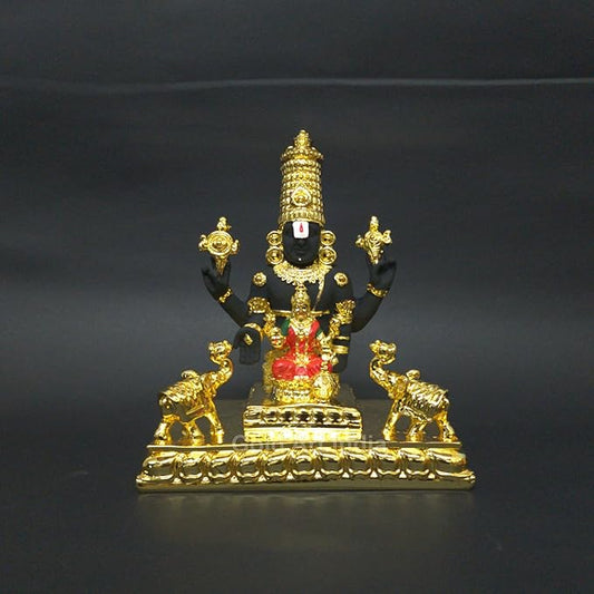 Gold Art India Idol Tirupati Balaji Gajalakshmi Gold Plated Venkateswara Swamy Gold Plated Statue