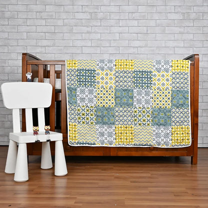Divine Casa 120 GSM Microfiber Reversible Kids Single Bed Comforter Ultra-Soft Toddler Blanket Colour Sunflower Ash Tile