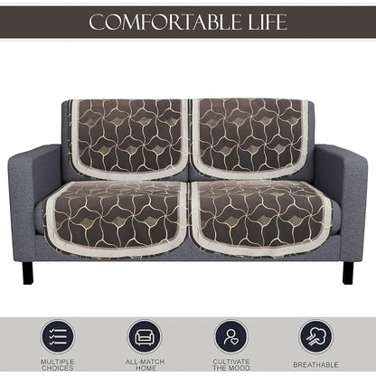 Kuber Industries Set of 6 Durable 2+1 Seater Sofa Cover for Living Room Arabica Look Brown & Golden Foil