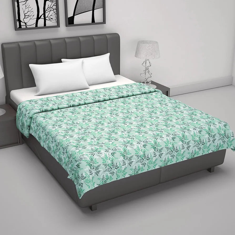Divine Casa Floret 100% Cotton Double Dohar 120 GSM Soft & Lightweight Throw Blanket Colour Beach Glass