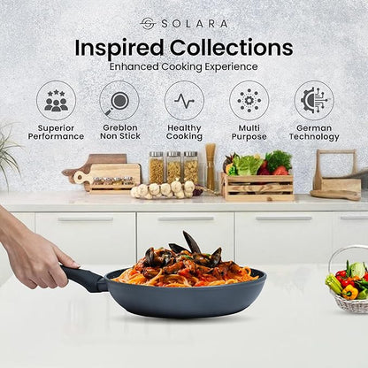 Solara Non Stick Frying Pan 24cm Granite Omlette Egg Pan Induction & Gas Fry Pan Bezel Colour
