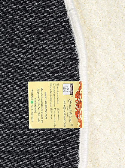 Saral Home Neo Shaggy Yarn Anti-Skid Round Mats Colour Ivory
