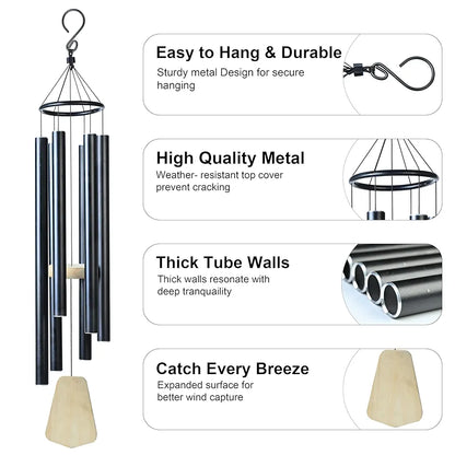Zaicus 41 Inch Large Wind Chime Black Wind Chime-031