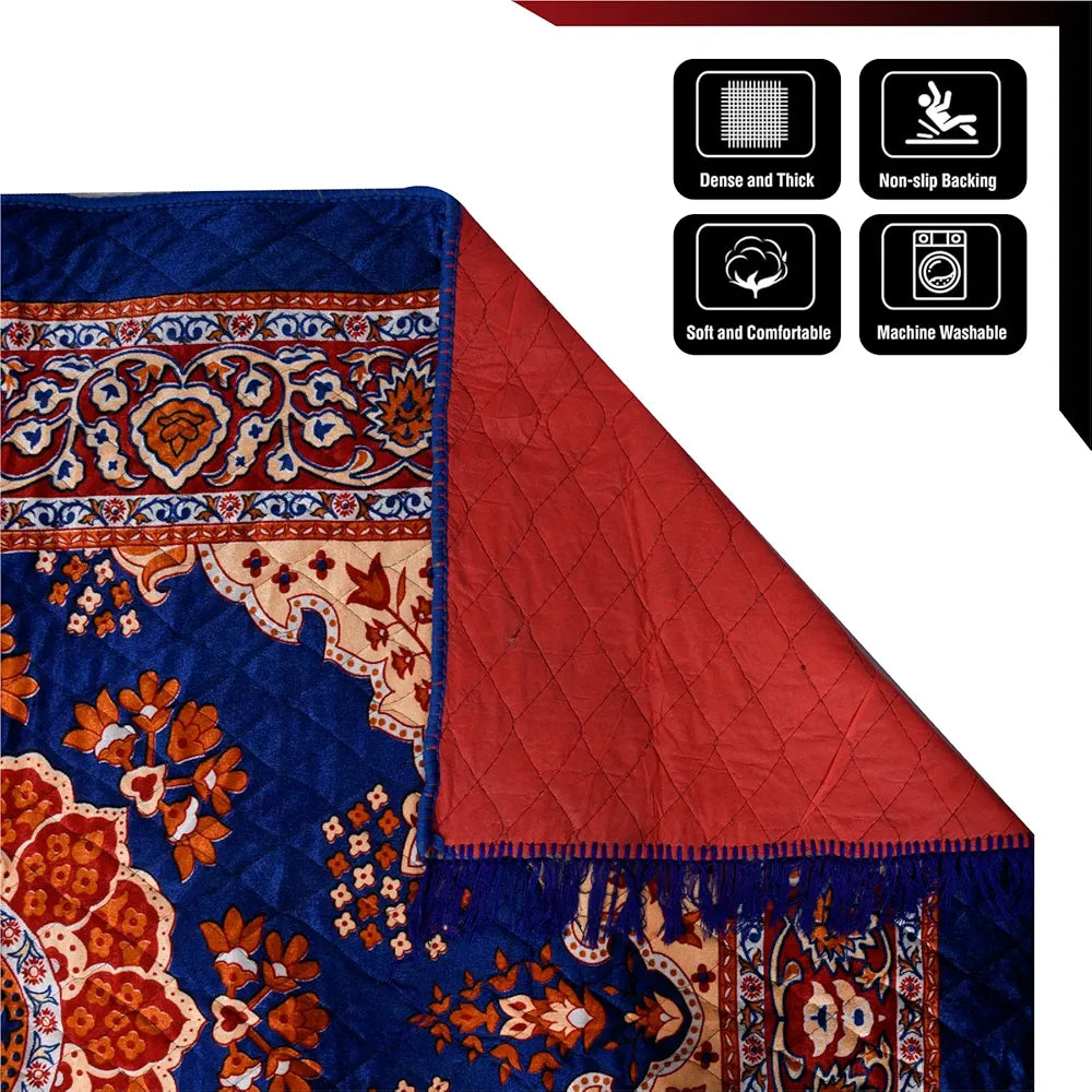 Kuber Industries Carpet Velvet Carpet-Rug for Home Décor Carpet Rug for Bedroom Blue