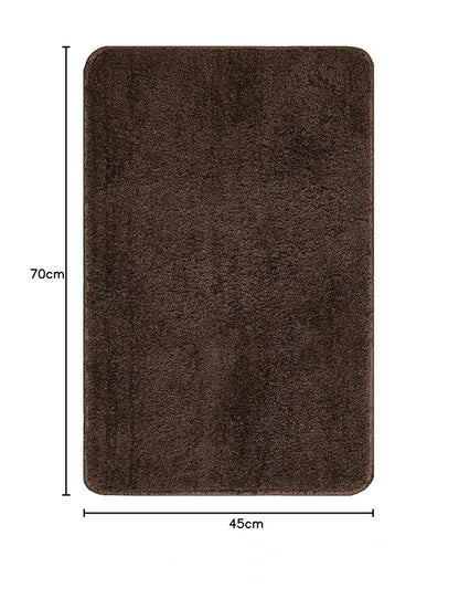 Saral Home Neo Shaggy Yarn Anti-Skid Bath Mats Colour Brown