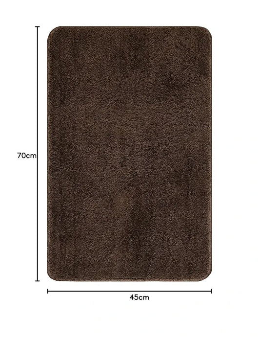 Saral Home Neo Shaggy Yarn Anti-Skid Bath Mats Colour Brown
