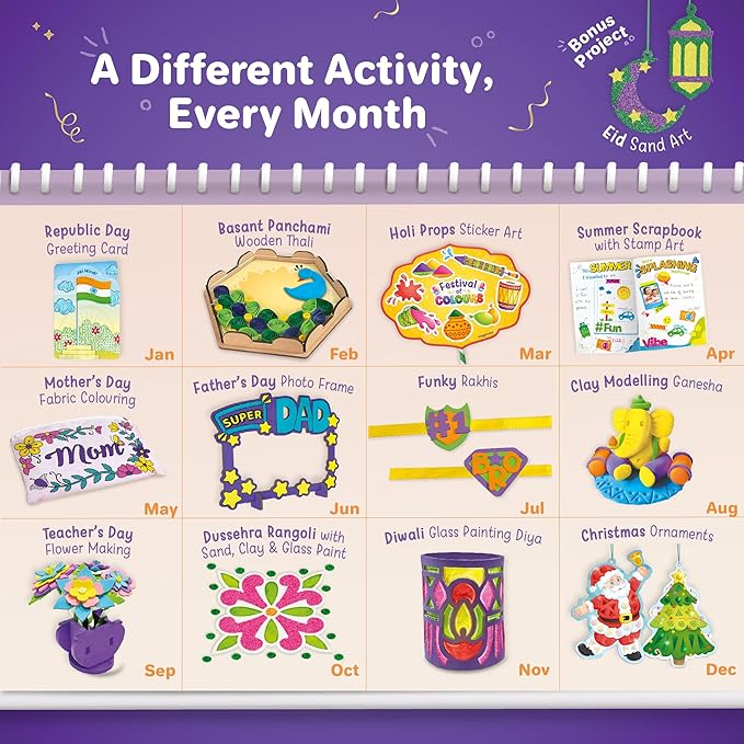 Imagimake Celebration Kit 25+ Exciting Craft Projects for Kids 500+ Craft Supplies Art & Craft
