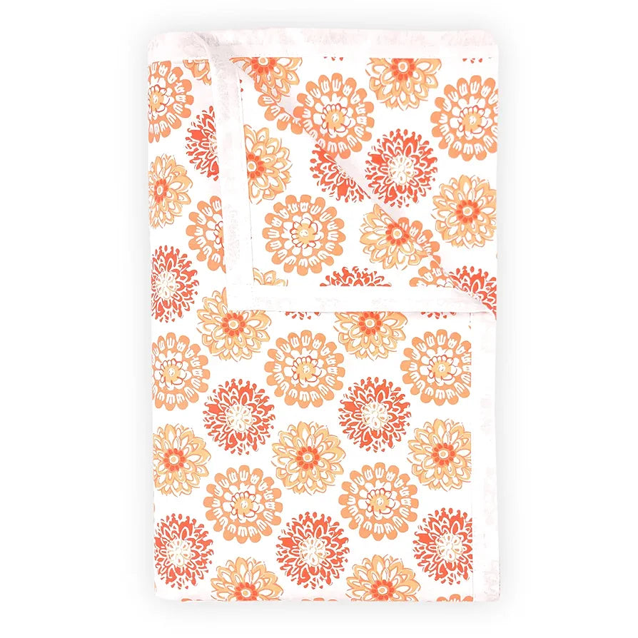 Divine Casa Floret 100% Cotton Double Dohar 120 GSM Soft & Lightweight Throw Blanket Colour Red Orange