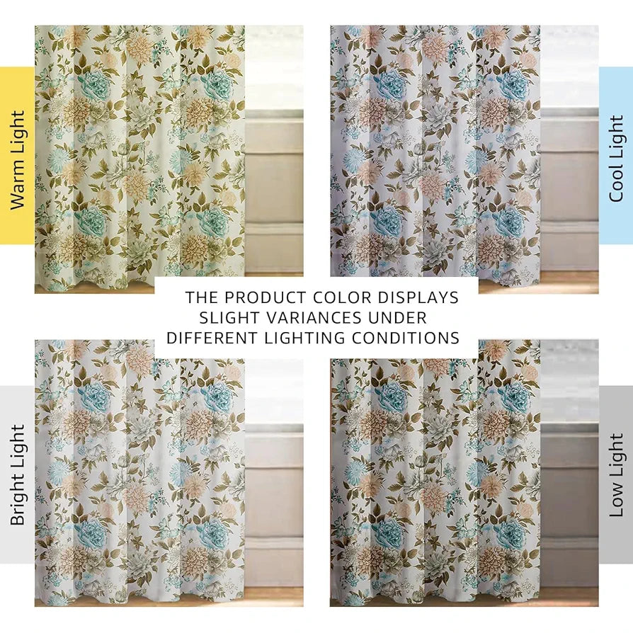 Cloth Fusion Blackout Printed Premium Door Curtains 7 Feet Long Set of 2 Blue Blooms