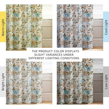 Cloth Fusion Blackout Printed Premium Door Curtains 7 Feet Long Set of 2 Blue Blooms